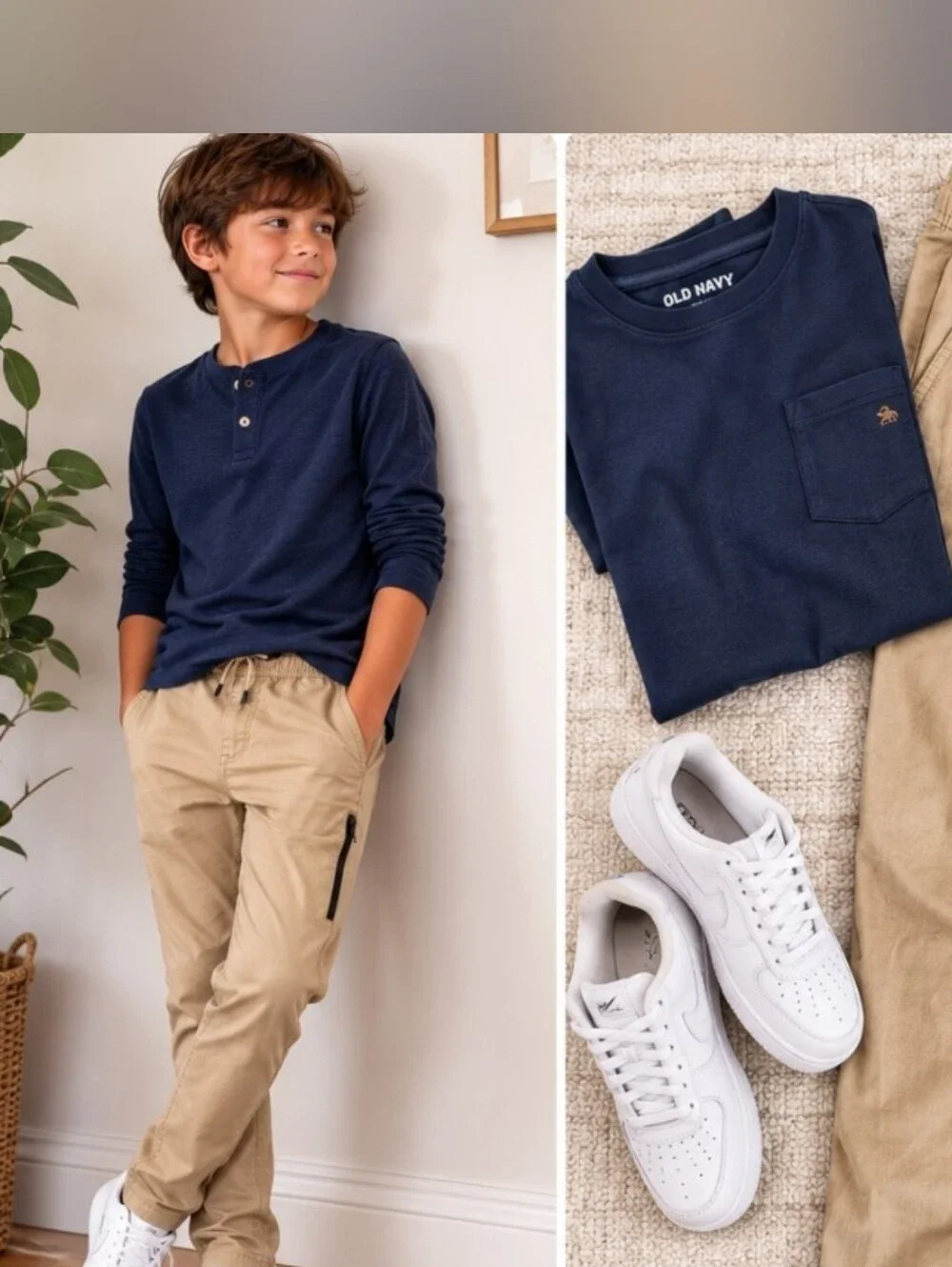 Old Navy Tech Taper Quick Dry Jogger Pants Boys Medium 8 Khaki Pull-On